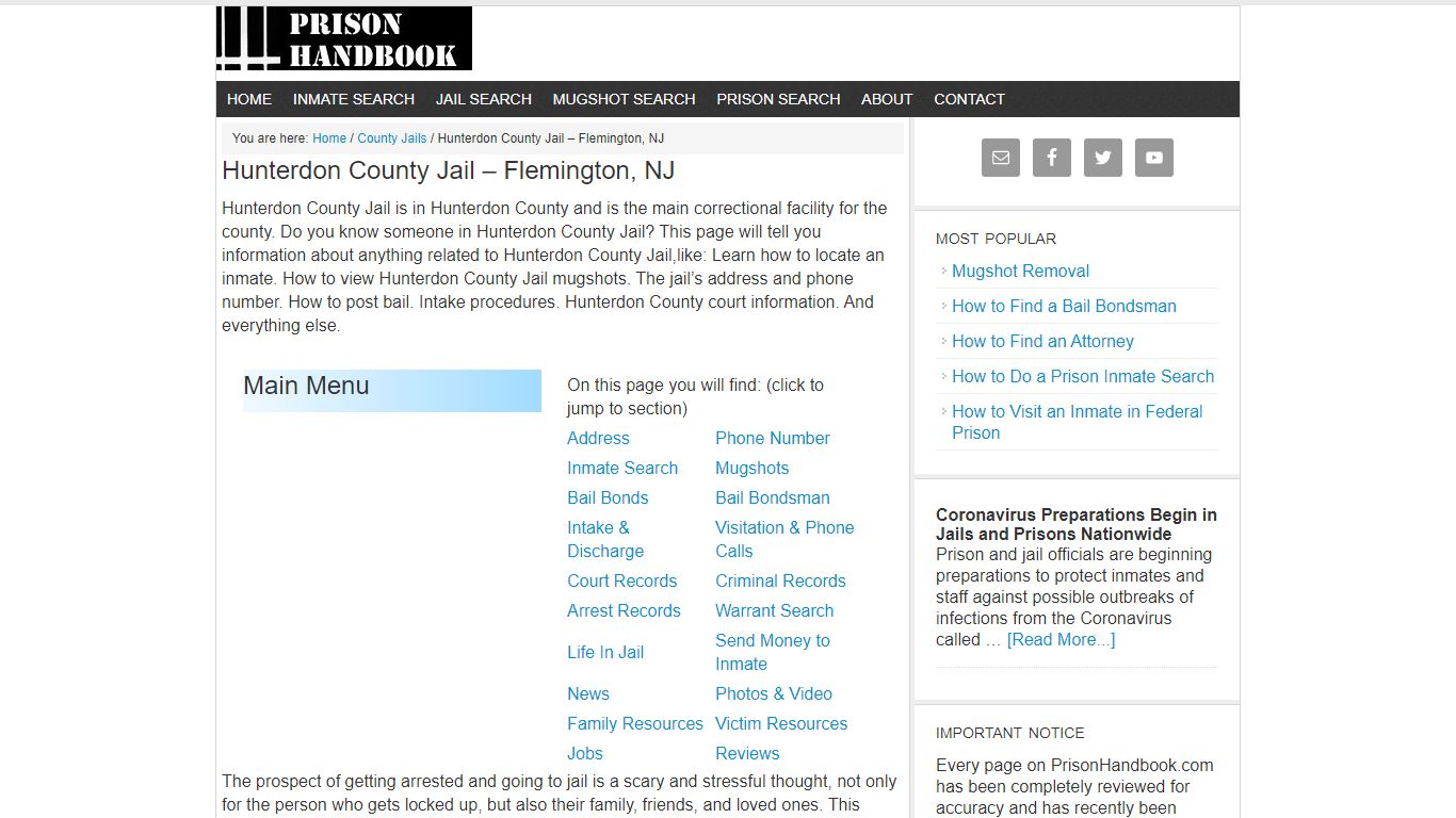 Hunterdon County Jail – Flemington, NJ - Prison Handbook